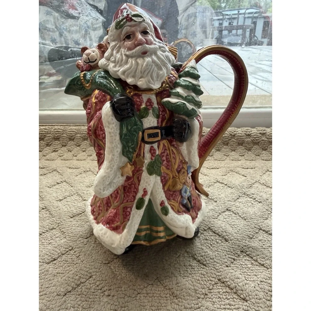 Fitz and Floyd Christmas Santa with bag of toys tea pot